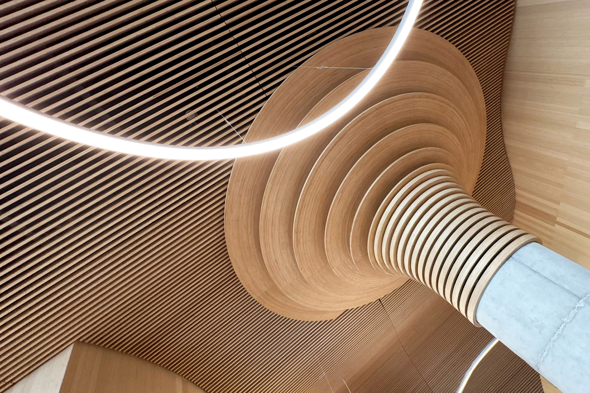 Techo de lamas de bambú. Sala VIP del Aeropuerto de Palma de Mallorca