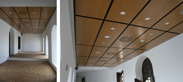 carpintería madera. techos en espacios del ayuntamiento
