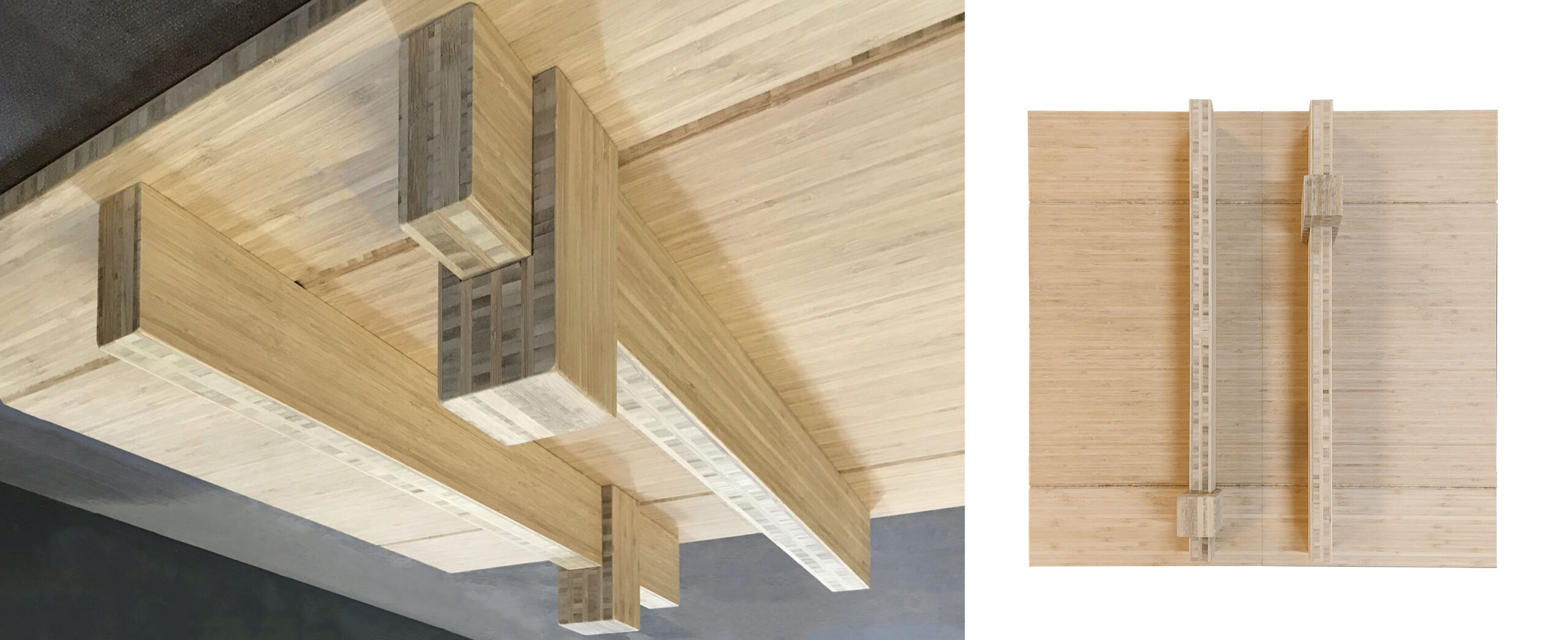 Models and details for the wood ceiling at the Dr. Leïla Mezian Foundation Museum, conceptual work by Kengo Kuma.