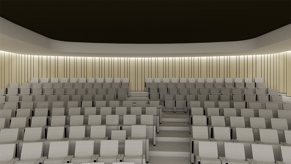 Revestimiento acústico de bambú. Fundación Mutua Madrileña