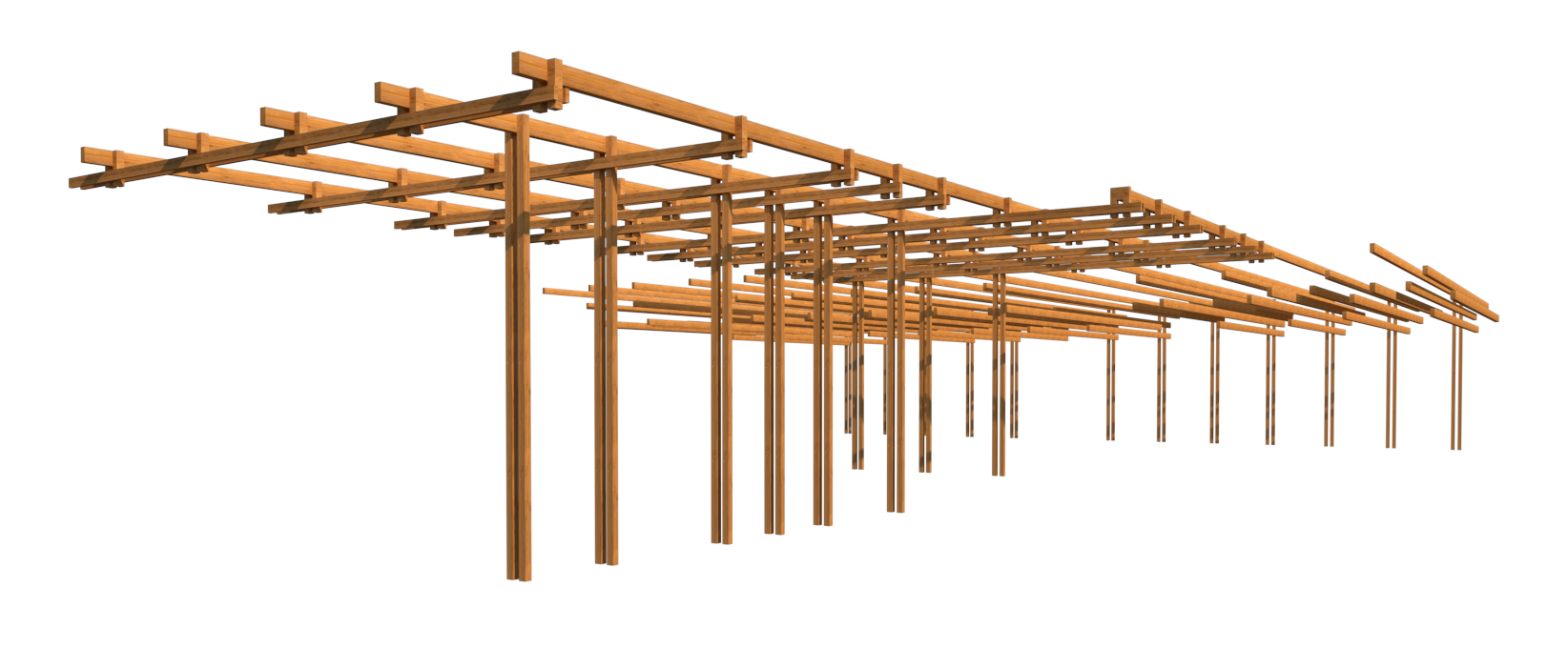 Propuesta esquemática de estructura de madera de Kengo Kuma